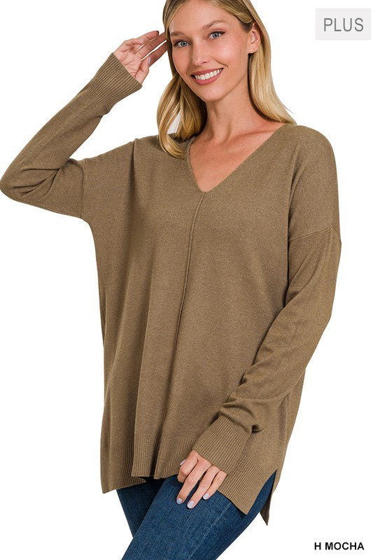 Plus Size Garment Dyed Front Seam Sweater, ZENANA, $ 45.95