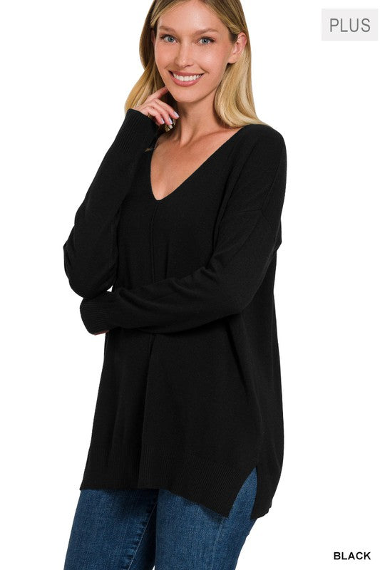 Plus Size Garment Dyed Front Seam Sweater, ZENANA, $ 45.95