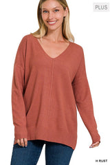 Plus Size Garment Dyed Front Seam Sweater, ZENANA, $ 45.95