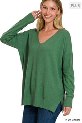 Plus Size Garment Dyed Front Seam Sweater, ZENANA, $ 45.95