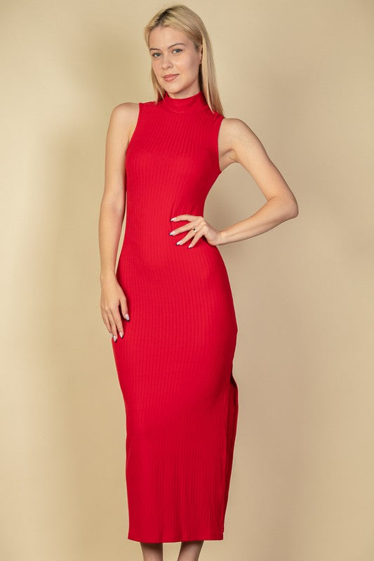 Shop Ribbed Mock Neck Slit Bodycon Dress | Shop USA Boutique Online, Dresses, USA Boutique