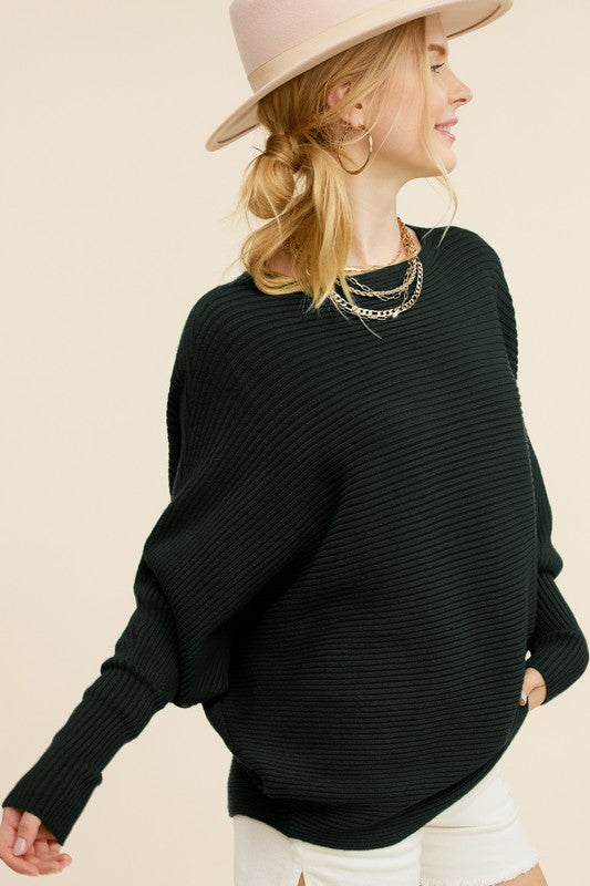 Mae Ribbed Boat Neckline Sweater