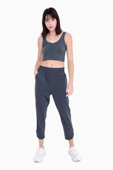 Black Athleisure Joggers with Curved Notch Hem, Mono B, $ 49.95