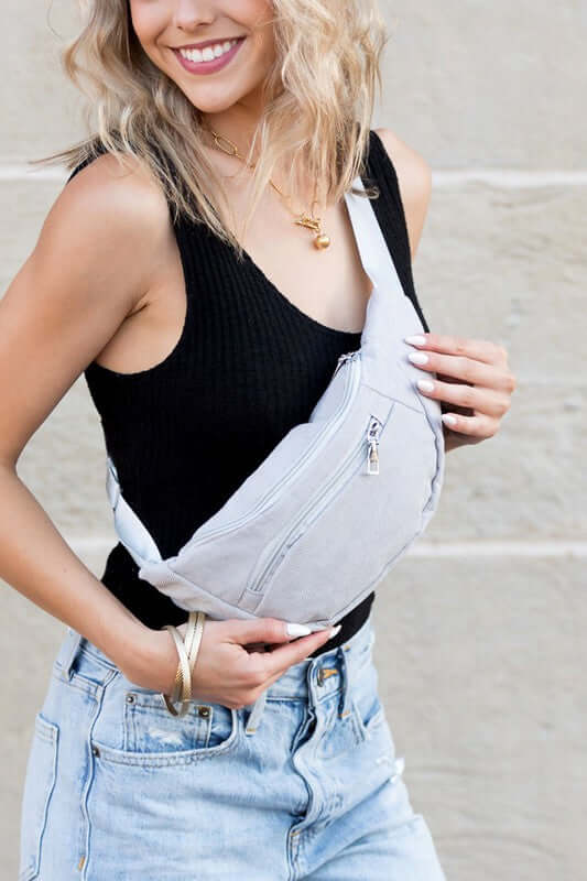 Amari Corduroy Sling Belt Bag - Stylish & Versatile, Sling Bags, $ 39.00, A Moment Of Now™