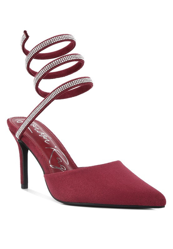 Shop Elvira Women's Rhinestone Embellished Strap Up Sandals Party Shoes, Heels, USA Boutique