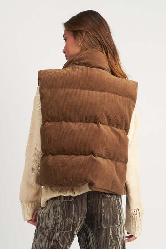 CORDUROY PUFFER VEST, Emory Park, $ 85.00