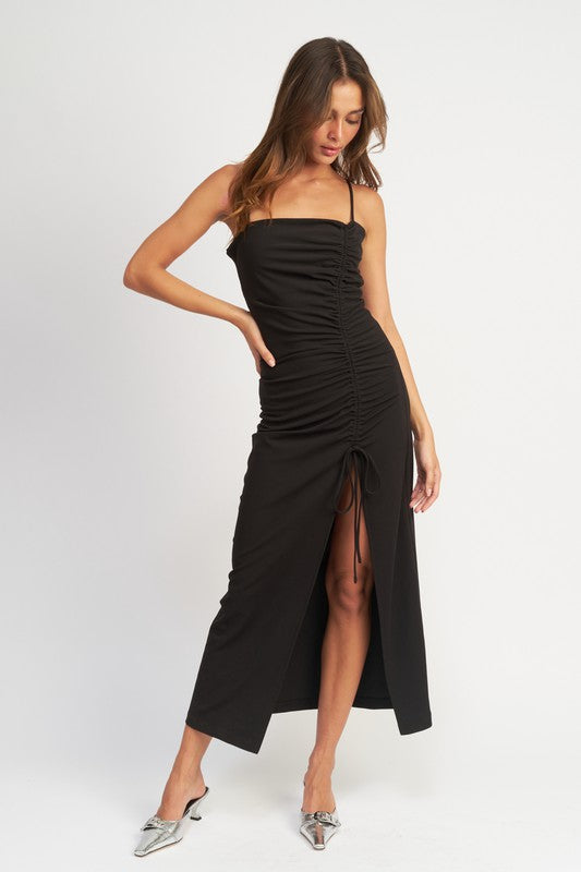 Shop Black Side Ruched Mini Dress with Spaghetti Straps | Shop USA Boutique, Dresses, USA Boutique