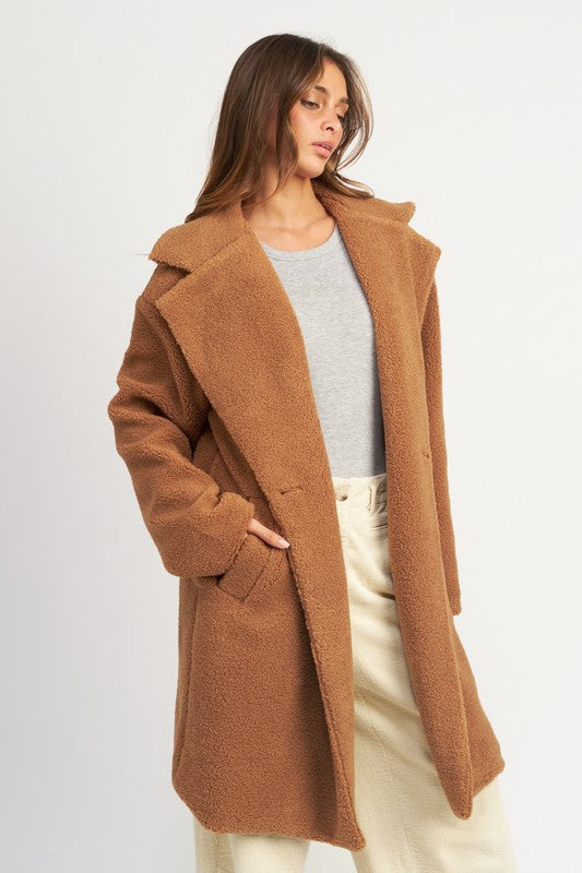Shop Brown Teddy Mid-Long Winter Coat | Women's Clothing Boutique, Coats, USA Boutique