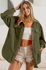 Fleece Buttoned Down Oversized Jacket Shacket