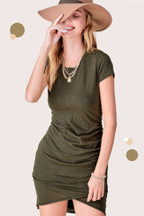 Shop Women's Soft Ruched Round Neck Short Sleeve Mini Dress | USA Boutique, Dresses, USA Boutique