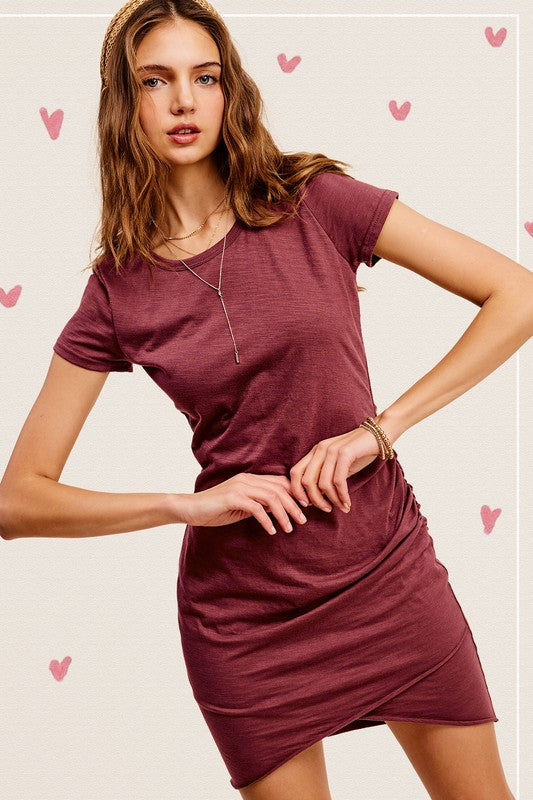Shop Women's Soft Ruched Round Neck Short Sleeve Mini Dress | USA Boutique, Dresses, USA Boutique