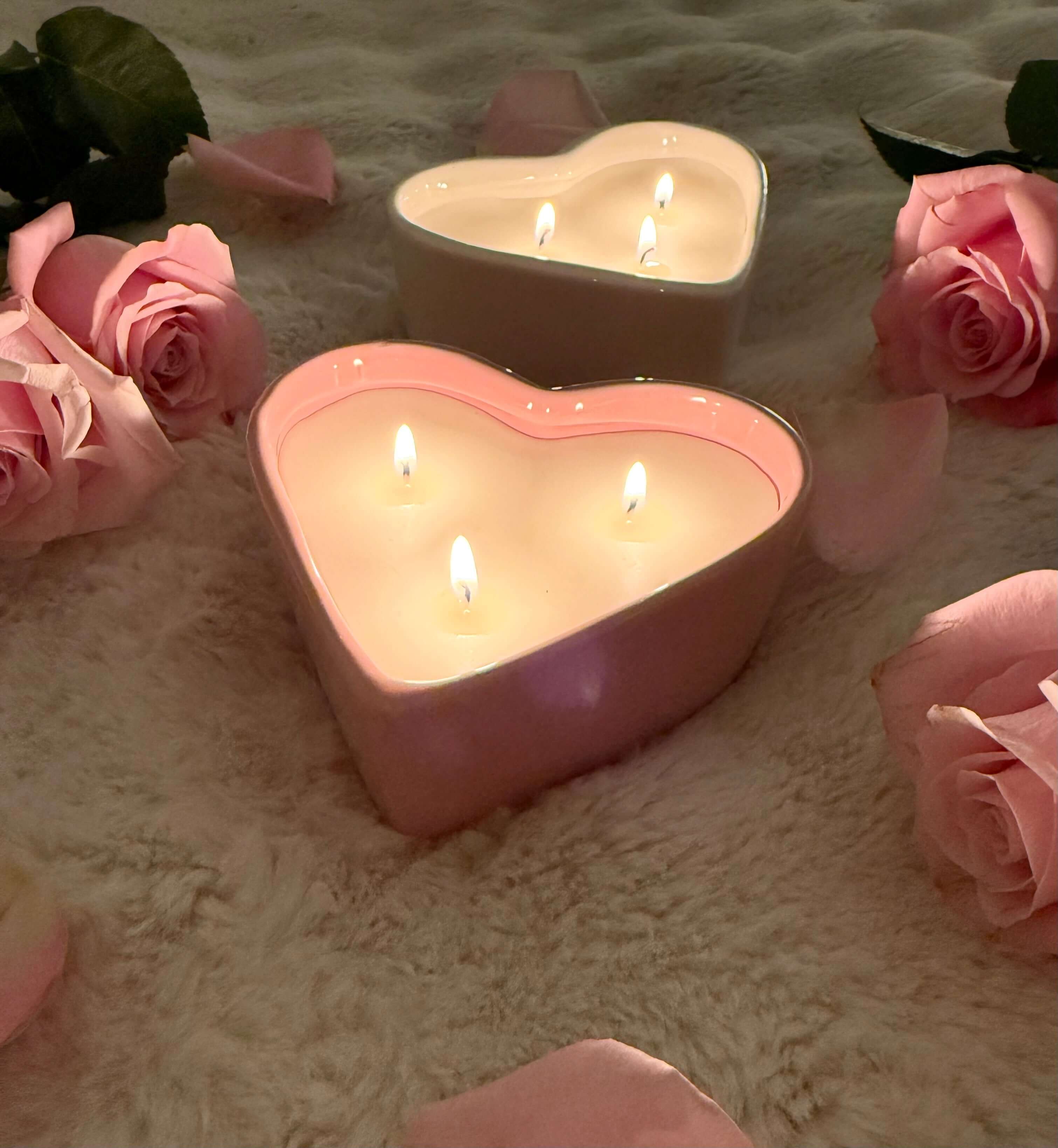 Pink Ceramic Heart 11oz Candle