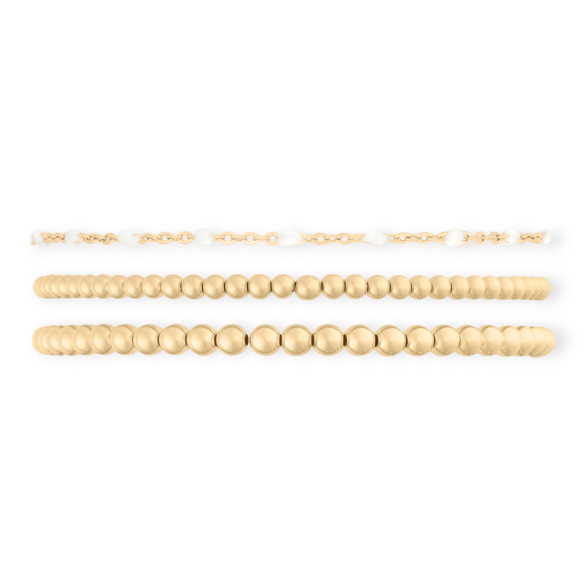 White Daisy Juno Triple Bracelet Stack | 14K Gold Filled, Bracelets, $ 143.00, A Moment Of Now™