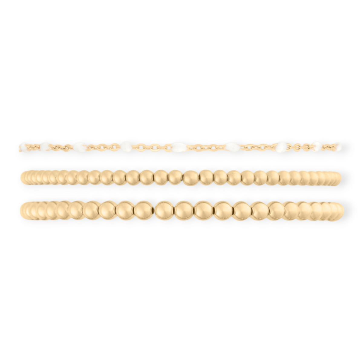 White Daisy Juno Triple Bracelet Stack | 14K Gold Filled, Bracelets, $ 143.00, A Moment Of Now™