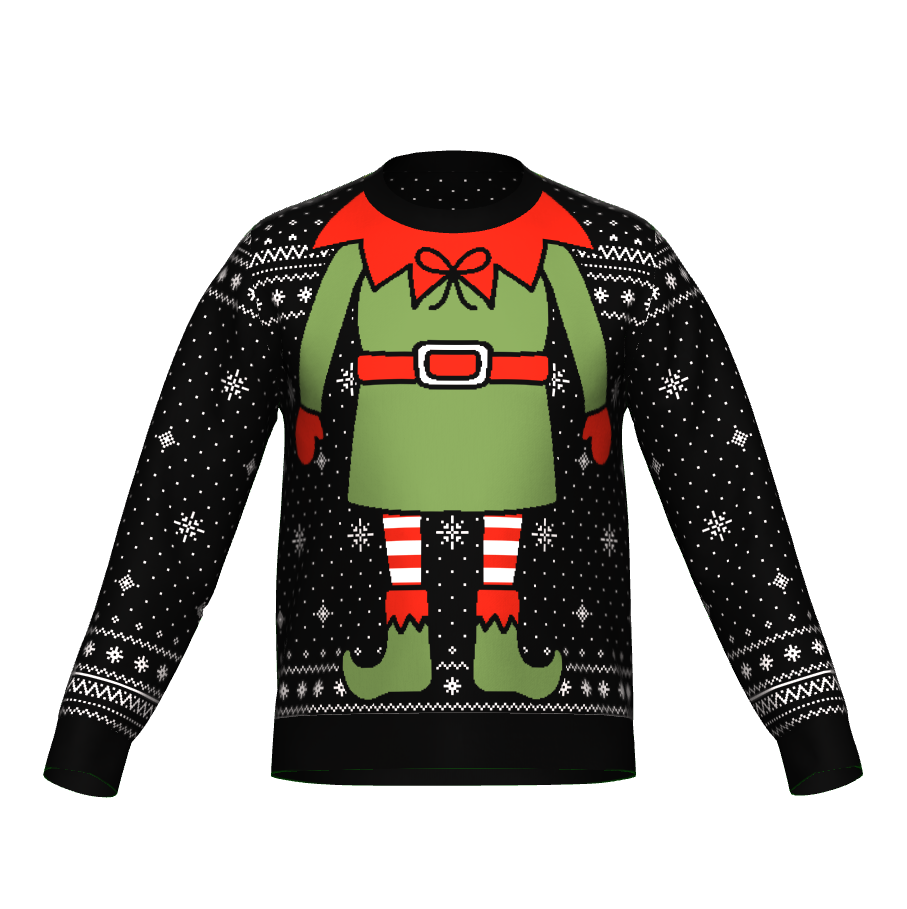 Holiday Season Christmas Elf Black Unisex Sweater