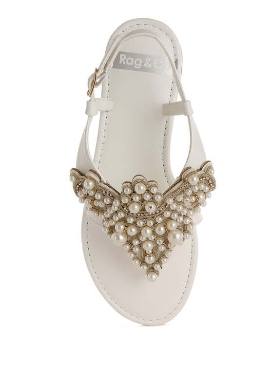 Nayasa Pn Buckle Pearls Flats Sandals - Stylish Comfort, Sandals, $ 79.99, A Moment Of Now™