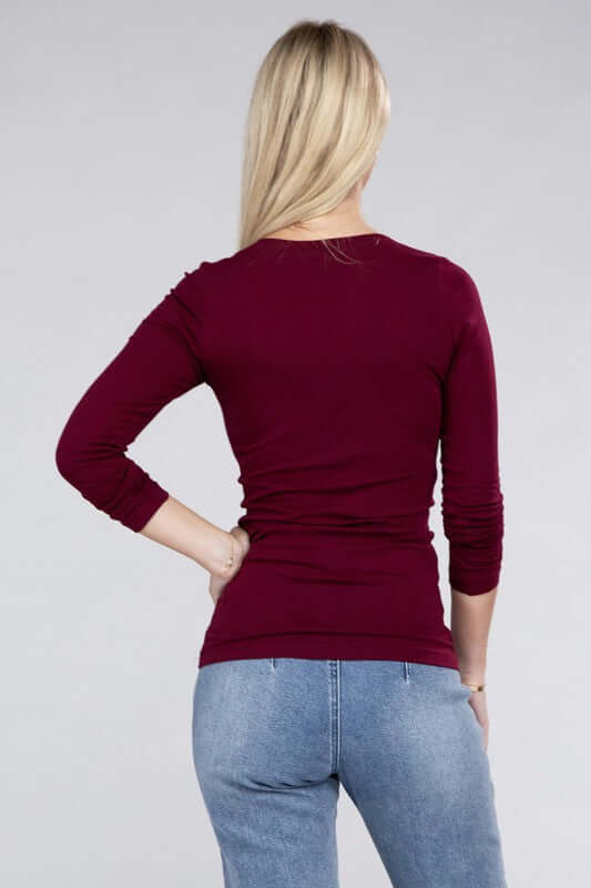 Essential V-Neck Long Sleeve T-Shirt, Ambiance Apparel, $ 25.00