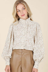 Stand collar floral frill blouse, Lilou, A Moment Of Now