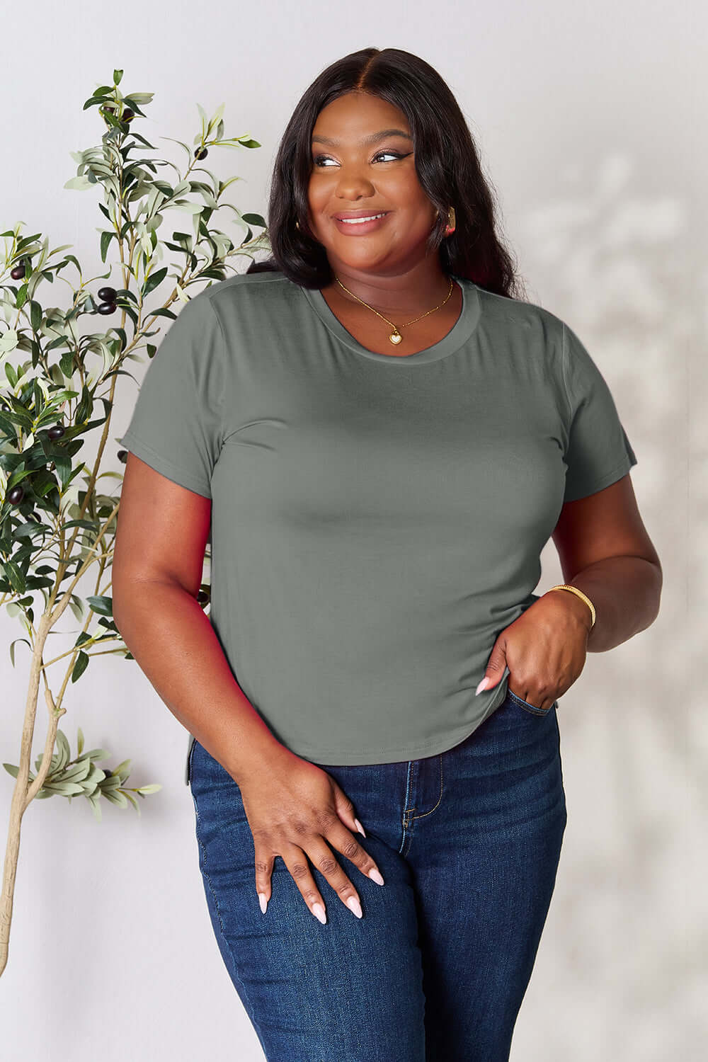Solid Casual Round Neck Short Sleeve T-Shirt - Trendy Comfort, T-shirts, $ 19.00, A Moment Of Now™