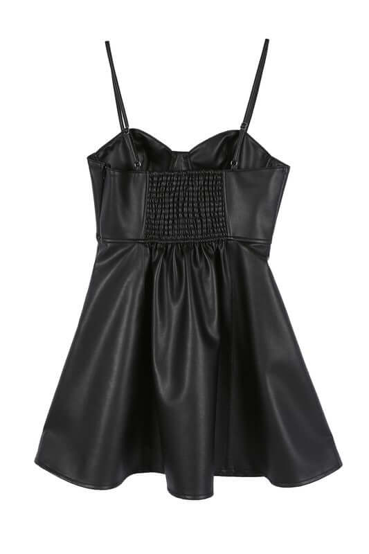 Black Vegan Leather Bustier Mini Dress, Lilou, $ 42.95