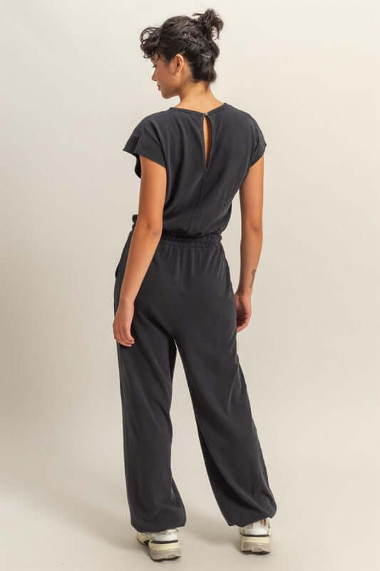 Chic Black Back Keyhole Jumpsuit - Cap Sleeve Style, Jumpsuits, $ 53.00, A Moment Of Now™
