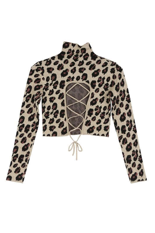 Mock Neck Lace-up Open Back Long Sleeve Top - Chic & Trendy, Tops, $ 47.95, A Moment Of Now™