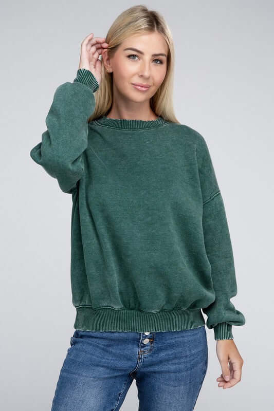 Women's Acid Wash Fleece Oversized Pullover Sweatshirt | USA Boutique, ZENANA, $ 39.00