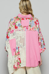 Candy Pink Thermal & Crochet Lace Mix Shirt, , $ 53.00, A Moment Of Now™
