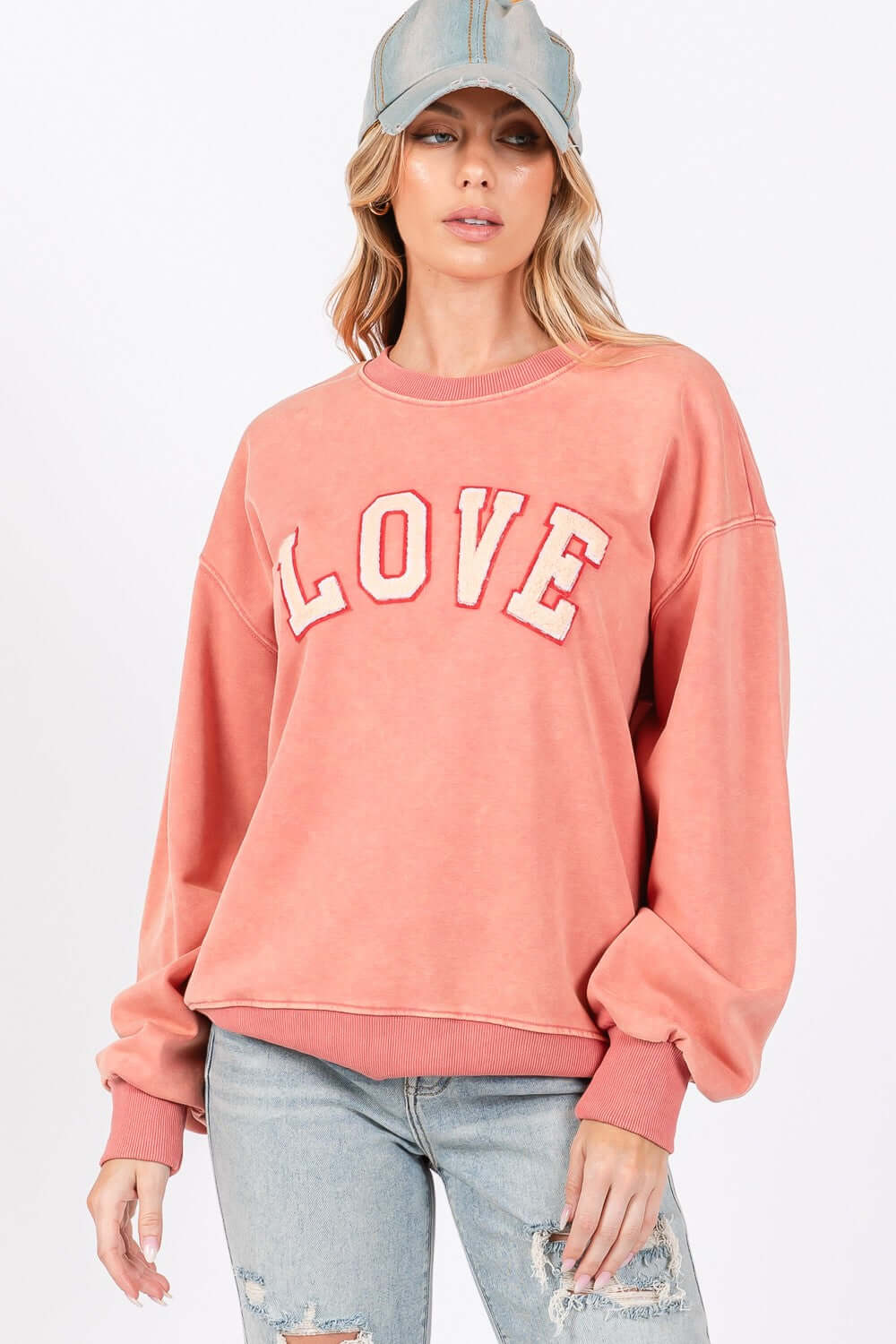 Sunset Coral Drop Shoulder Sweatshirt | Cozy and Chic, Sweatshirts, $ 57.00, A Moment Of Now™