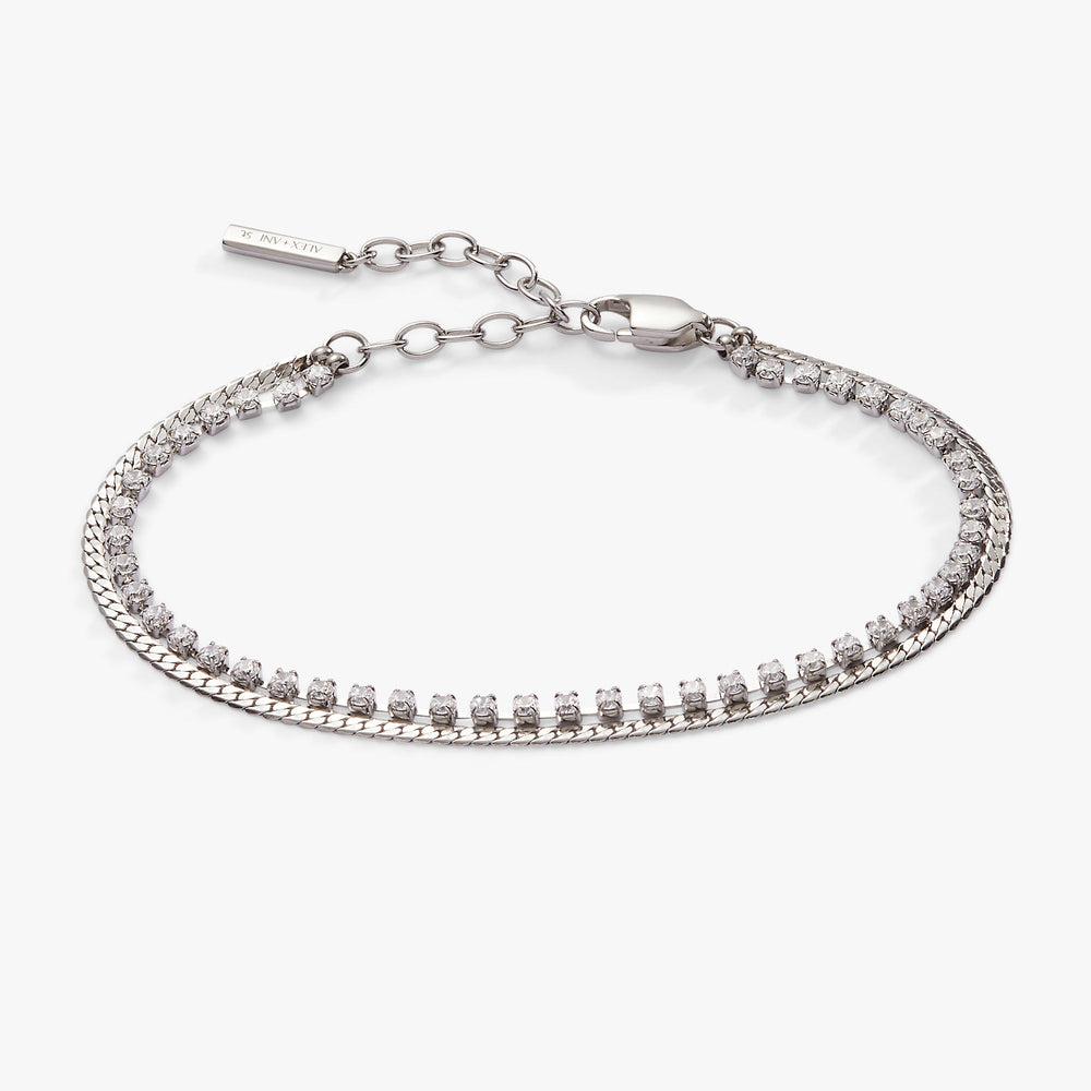 Double Strand Crystal Tennis Chain Bracelet, Bracelets, $ 38.00, A Moment Of Now™