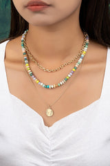 3 Layers Green Chunky Bead Necklace