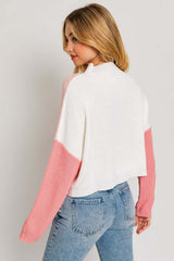 Blush Pink Color Block Oversize Sweater