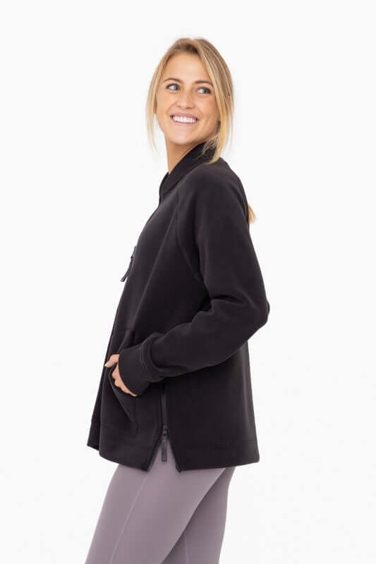 Shop Women's Microfleece Bomber Jacket with Pockets | Shop Activewear, Jackets, USA Boutique