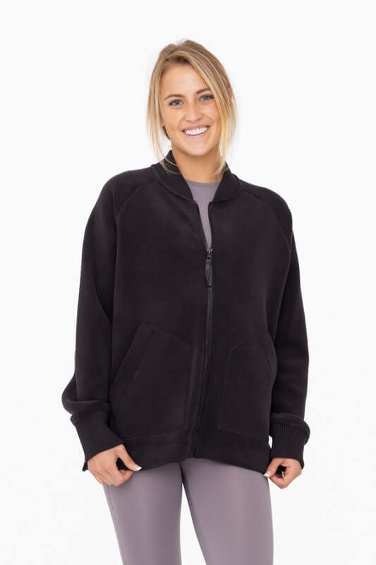 Shop Women's Microfleece Bomber Jacket with Pockets | Shop Activewear, Jackets, USA Boutique