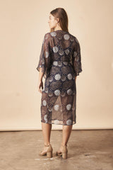 Dancing Umbrellas Twisted Midi Dress in Navy + Metallic | Boutique In USA, Dresses, $ 180.00, A Moment Of Now™