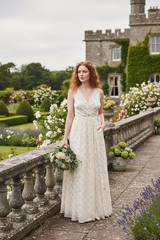 Ginkgo Leaf Maxi Wedding Dress in Cream + Copper