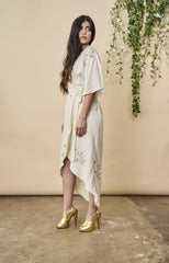 Hand Beaded Cherry Blossom Maxi Wrap in Ivory + Antique Gold | Boutique In USA, Wedding Dress, $ 328.00, A Moment Of Now™