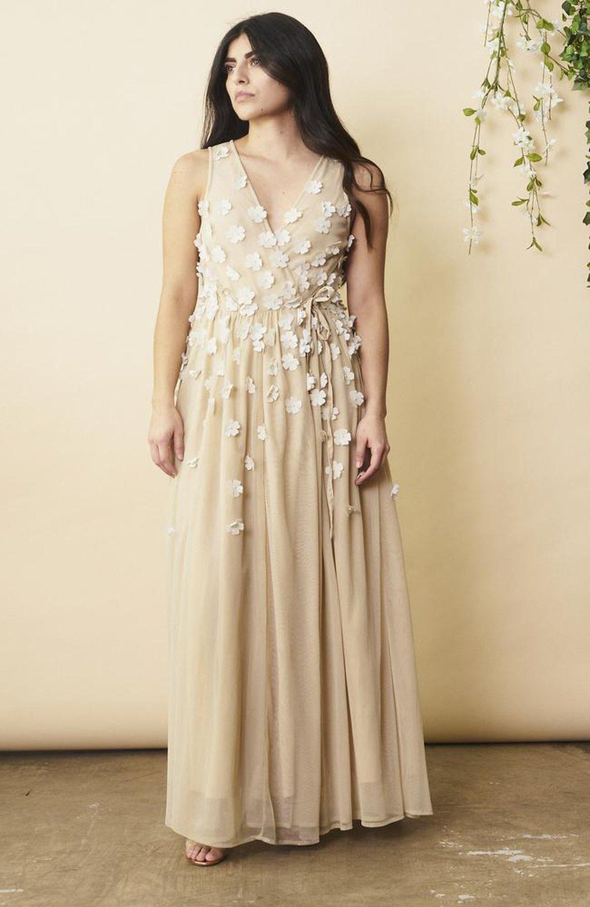Floral Ombre Maxi Gown in Champagne and Cream | Boutique In USA, Wedding Dress, $ 478.00, A Moment Of Now™