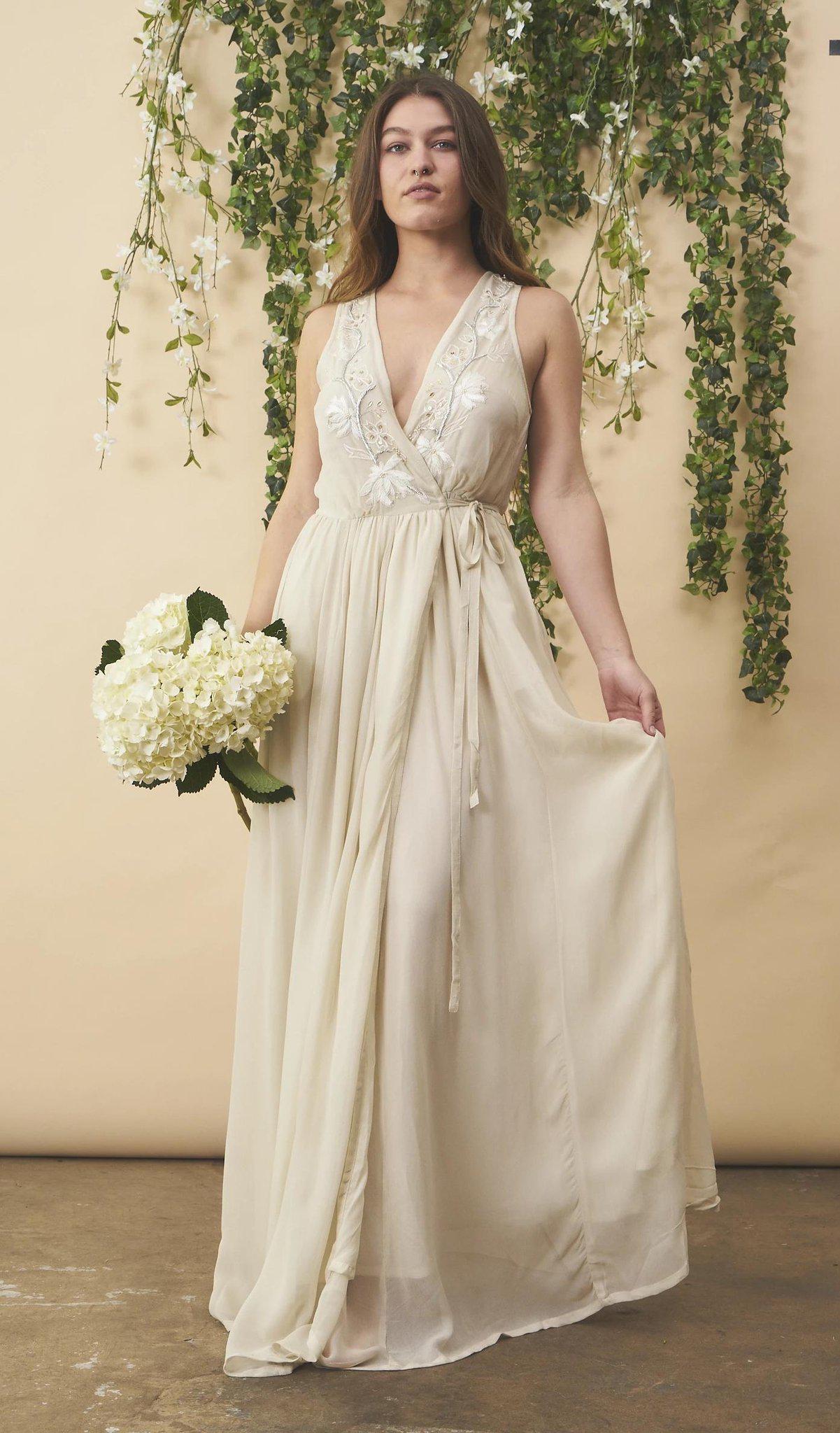 Floral Embroidered Wedding Dress in Cream + Silver | Boutique In USA, Wedding Dress, $ 528.00, A Moment Of Now™