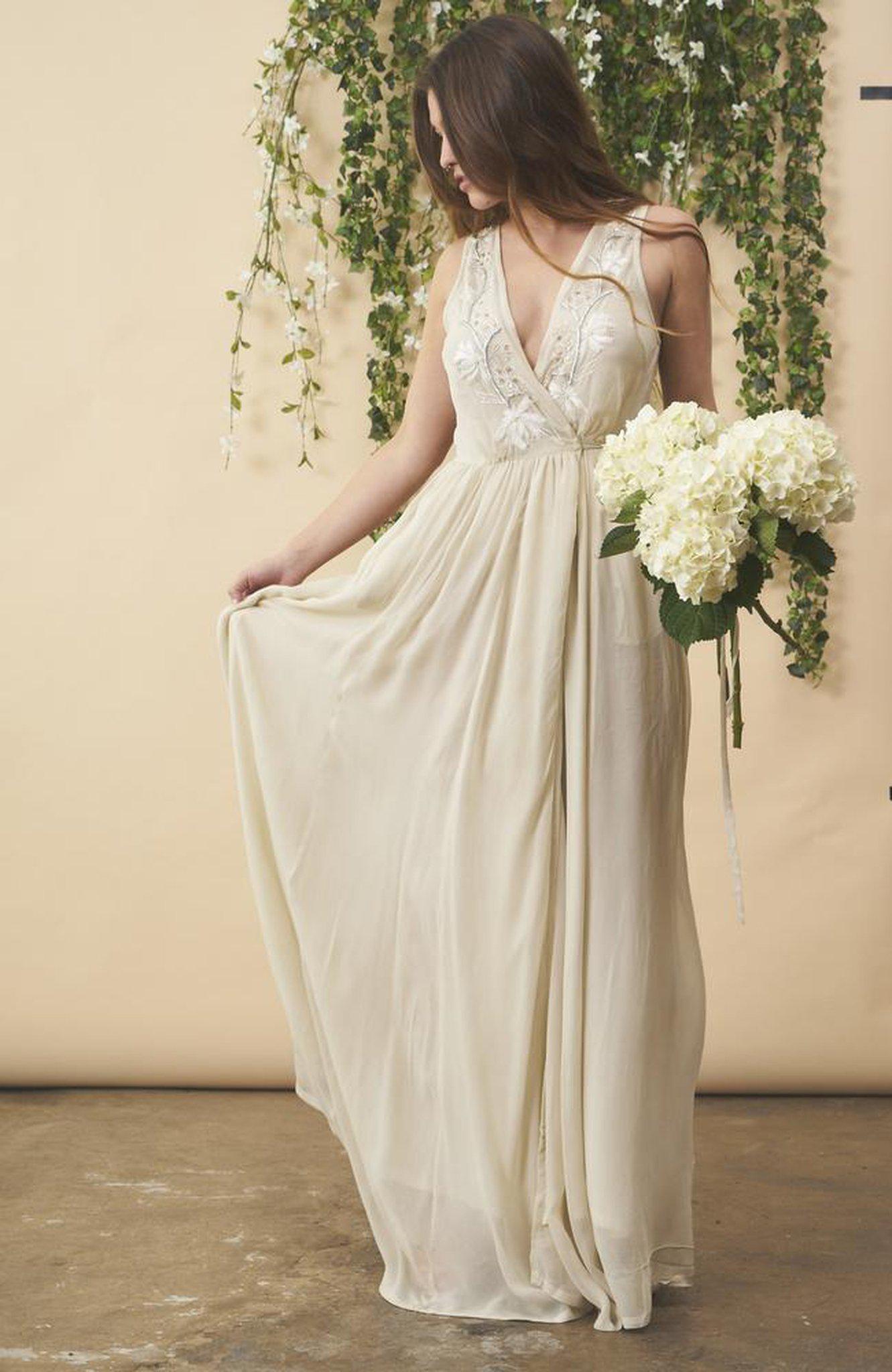 Floral Embroidered Wedding Dress in Cream + Silver | Boutique In USA, Wedding Dress, $ 528.00, A Moment Of Now™