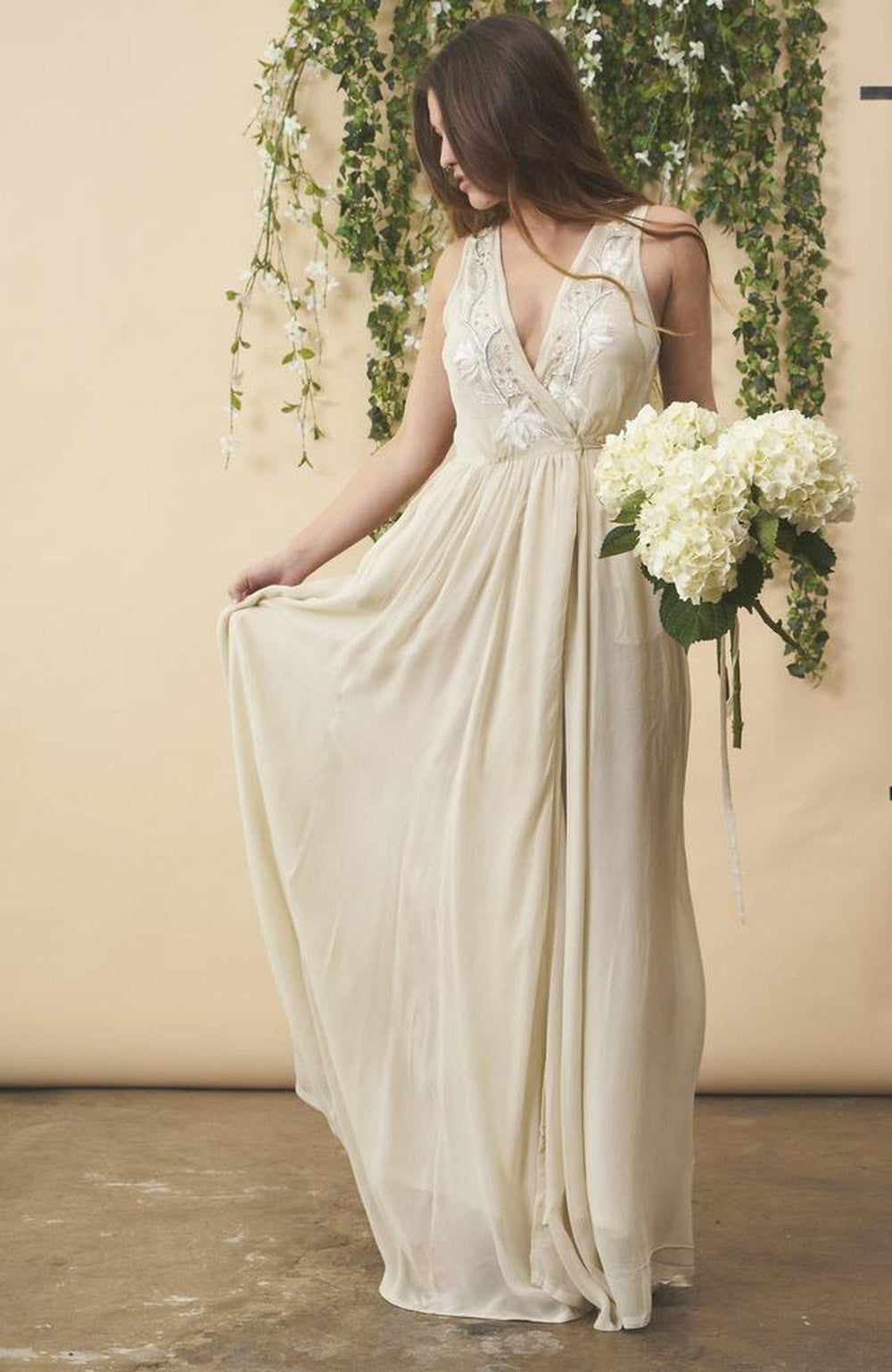 Floral Embroidered Wedding Dress in Cream + Silver | Boutique In USA, Wedding Dress, $ 528.00, A Moment Of Now™