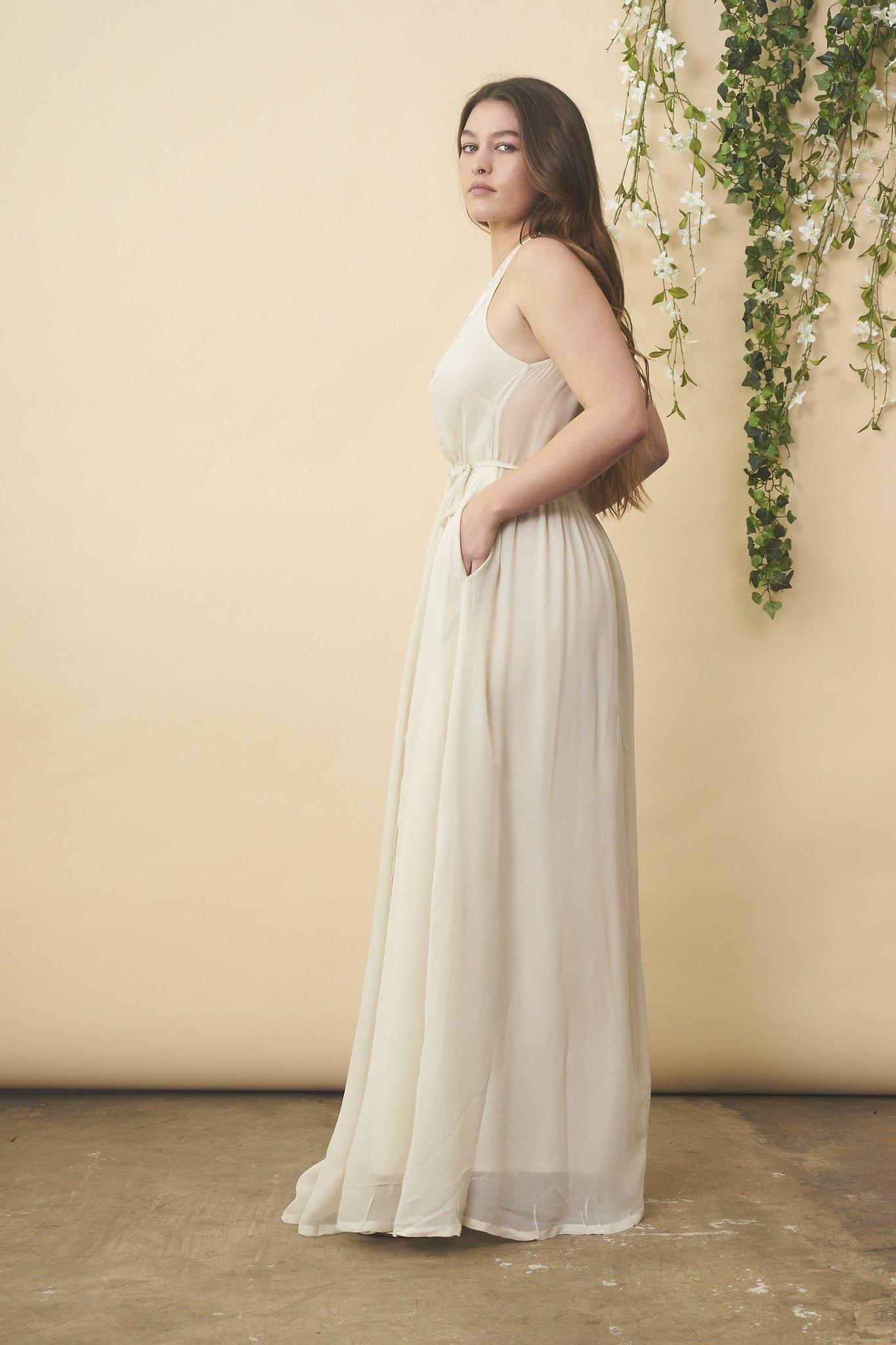 Floral Embroidered Wedding Dress in Cream + Silver | Boutique In USA, Wedding Dress, $ 528.00, A Moment Of Now™
