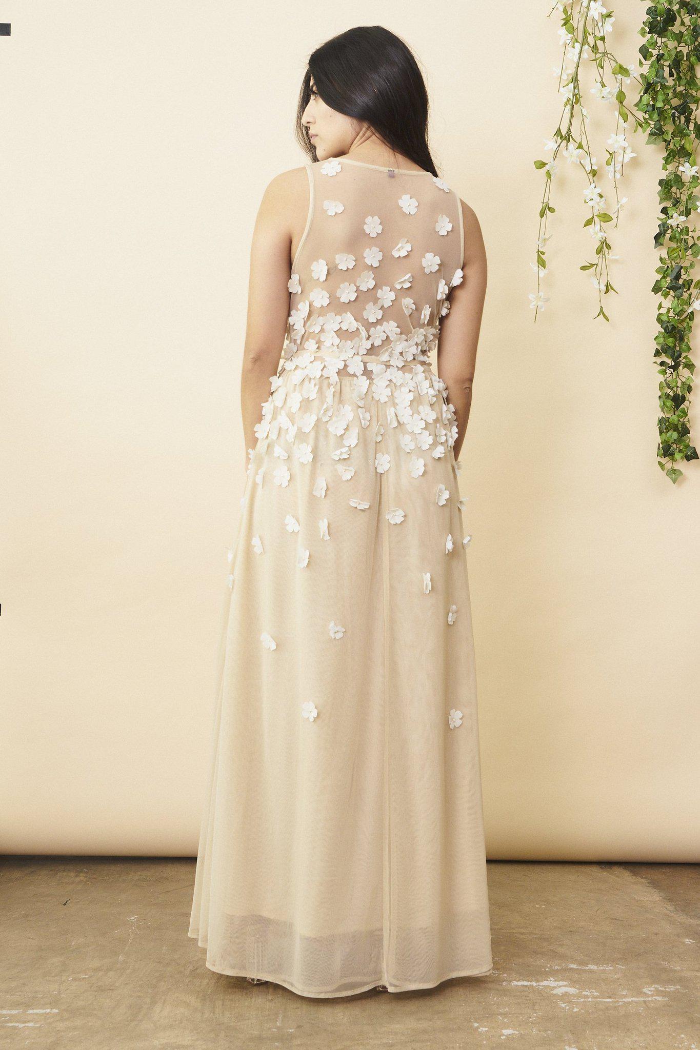 Floral Ombre Maxi Gown in Champagne and Cream | Boutique In USA, Wedding Dress, $ 478.00, A Moment Of Now™