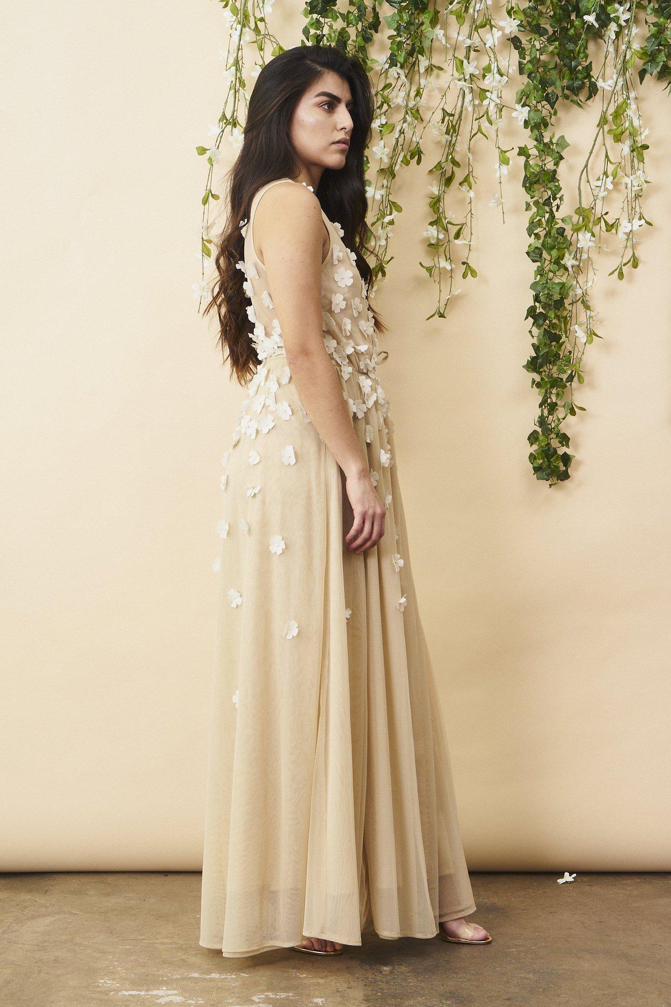 Floral Ombre Maxi Gown in Champagne and Cream | Boutique In USA, Wedding Dress, $ 478.00, A Moment Of Now™