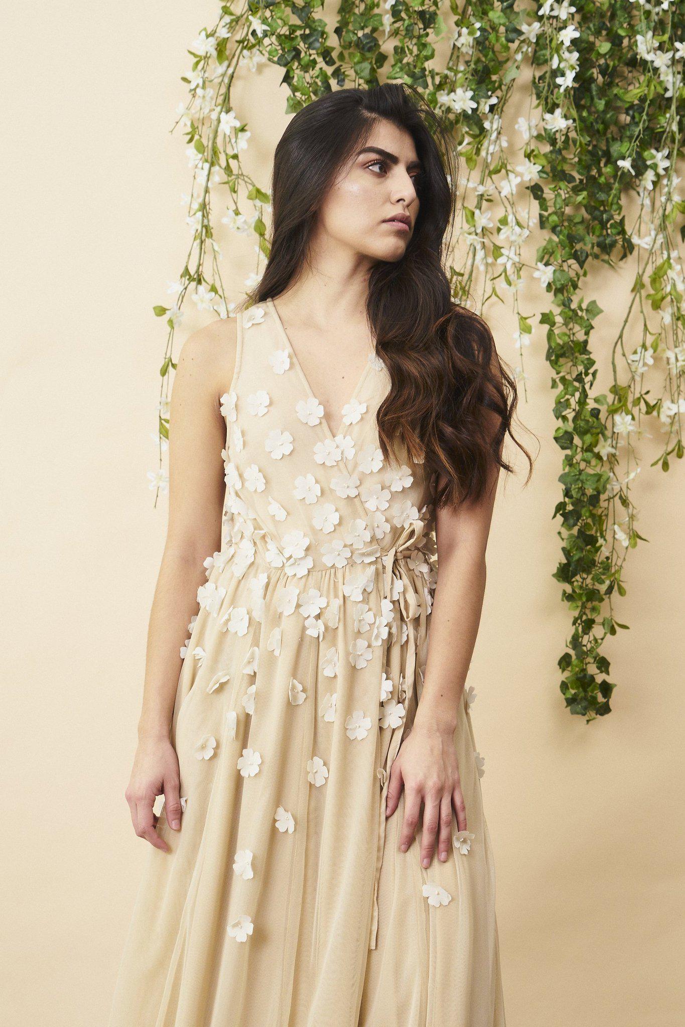 Floral Ombre Maxi Gown in Champagne and Cream | Boutique In USA, Wedding Dress, $ 478.00, A Moment Of Now™