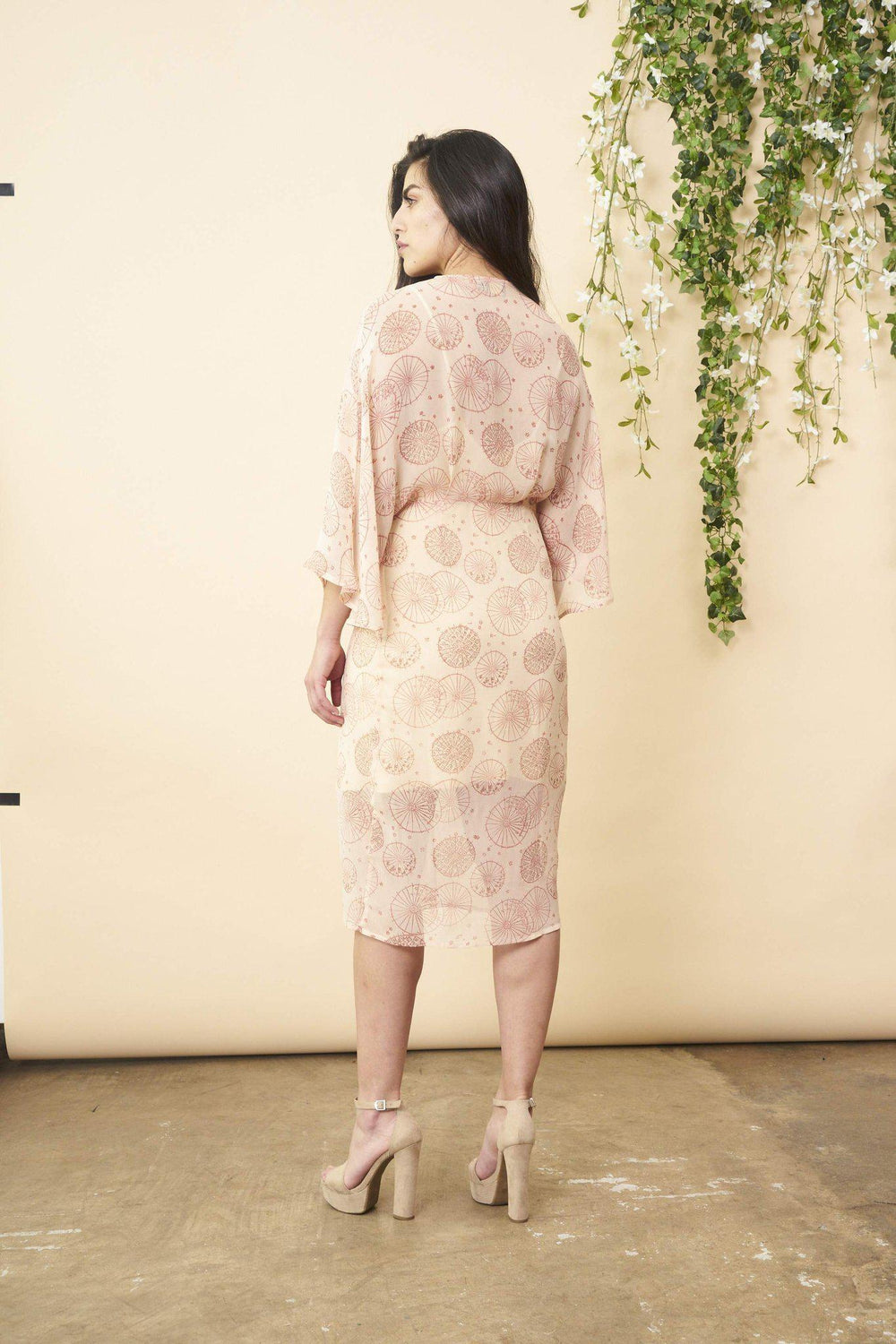 Dancing Umbrellas Twisted Midi Dress in Blush and Rose | Boutique In USA, Wedding Dress, $ 180.00, A Moment Of Now™
