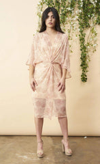 Dancing Umbrellas Twisted Midi Dress in Blush and Rose | Boutique In USA, Wedding Dress, $ 180.00, A Moment Of Now™