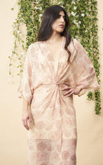 Dancing Umbrellas Twisted Midi Dress in Blush and Rose | Boutique In USA, Wedding Dress, $ 180.00, A Moment Of Now™