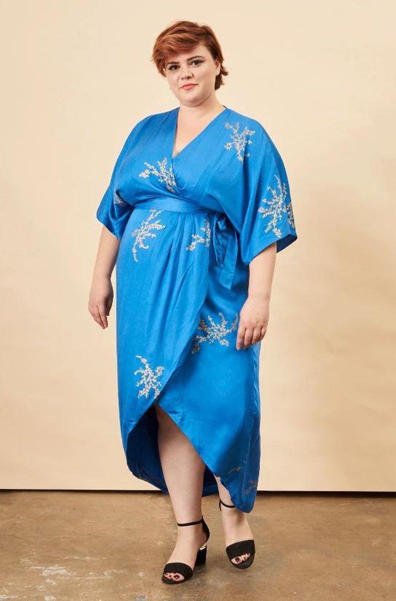 Cherry Blossom Maxi Wrap Dress Sapphire + Gold | Boutique In USA, Dresses, $ 180.00, A Moment Of Now™