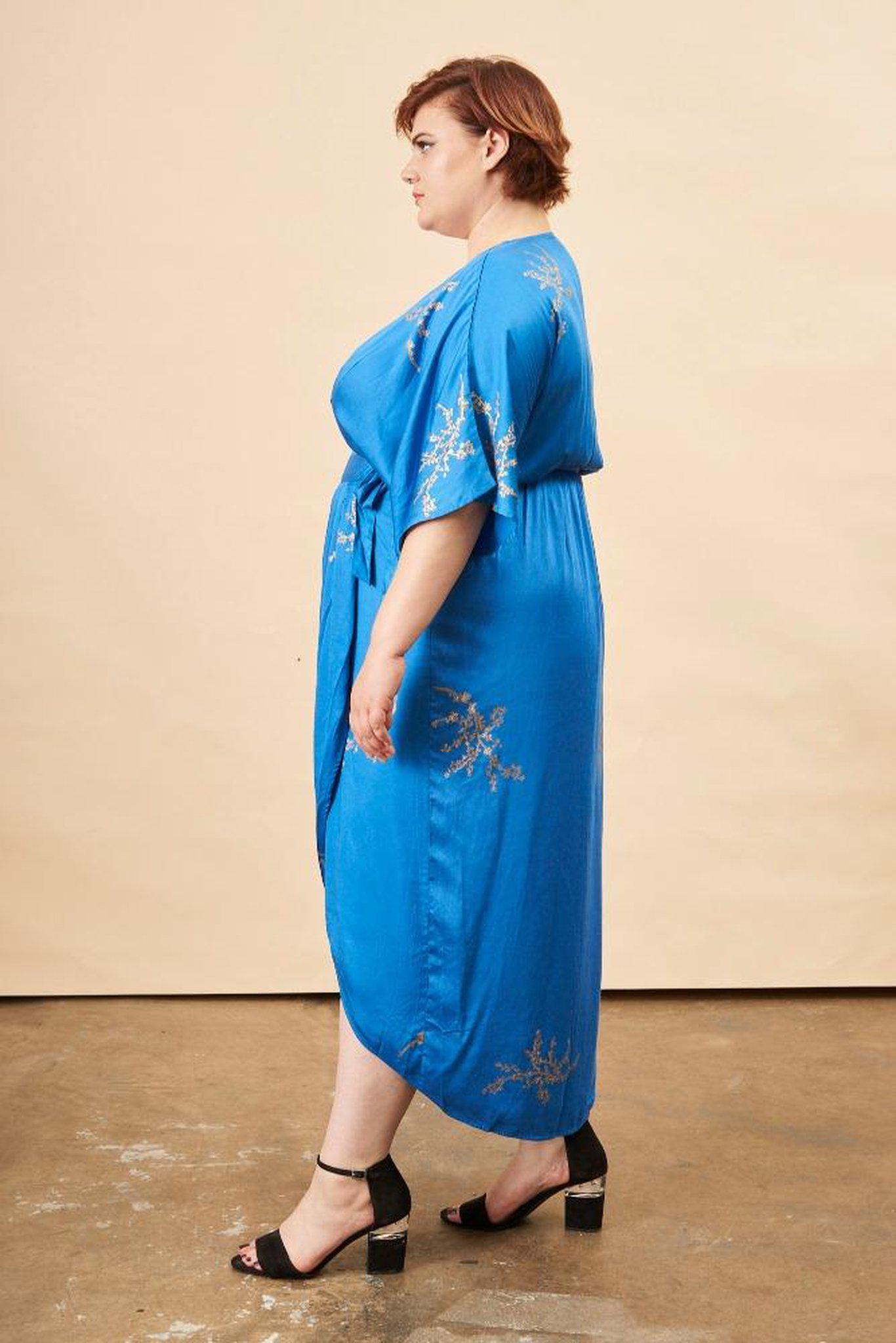 Cherry Blossom Maxi Wrap Dress Sapphire + Gold | Boutique In USA, Dresses, $ 180.00, A Moment Of Now™